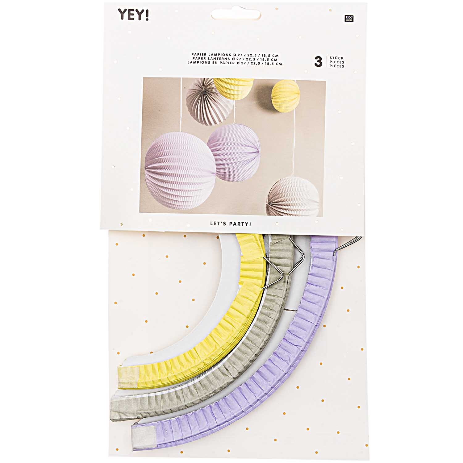 Rico Design Lampions pastell 3 Stück