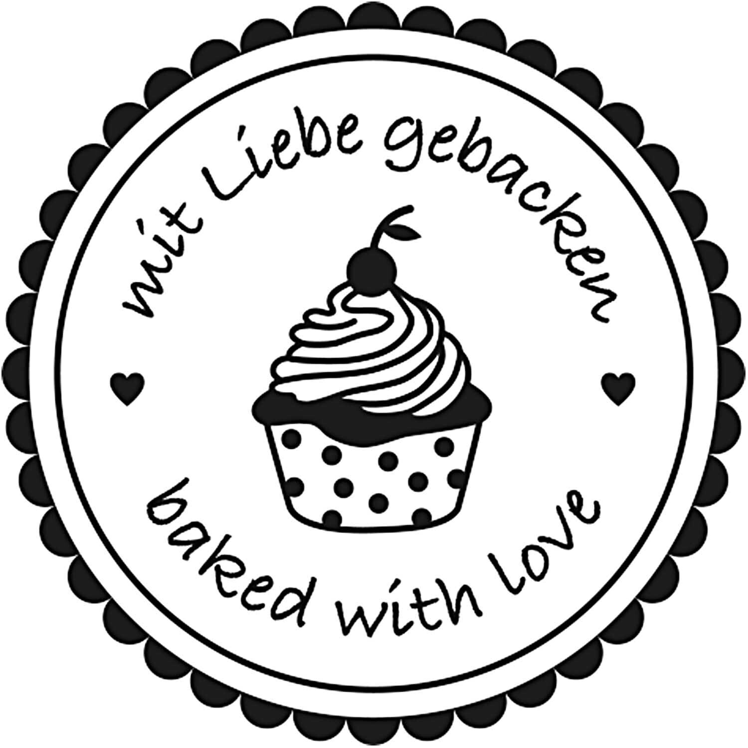 Rico Design Stempel rund Mit Liebe gebacken 3,5cm