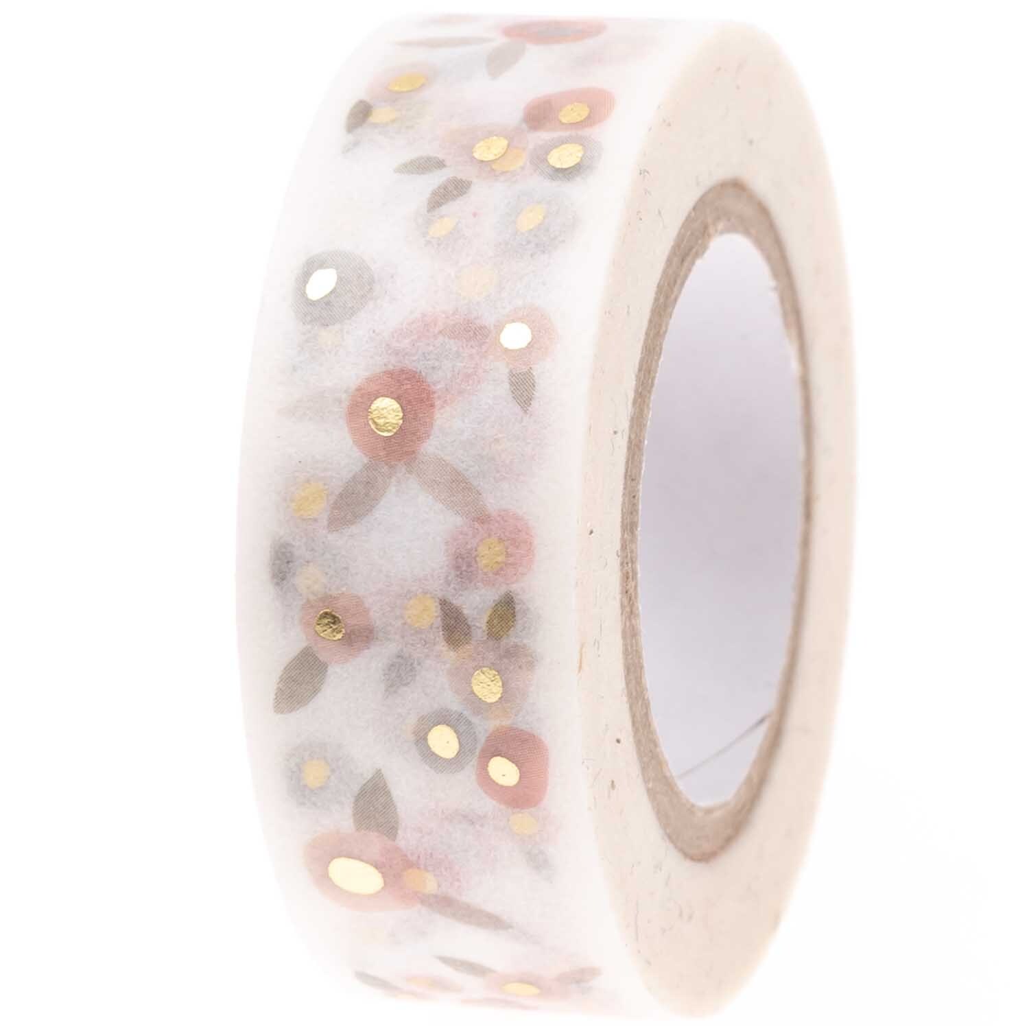 Rico Design Paper Poetry Tape Blüten puder-gold 1,5cm 10m