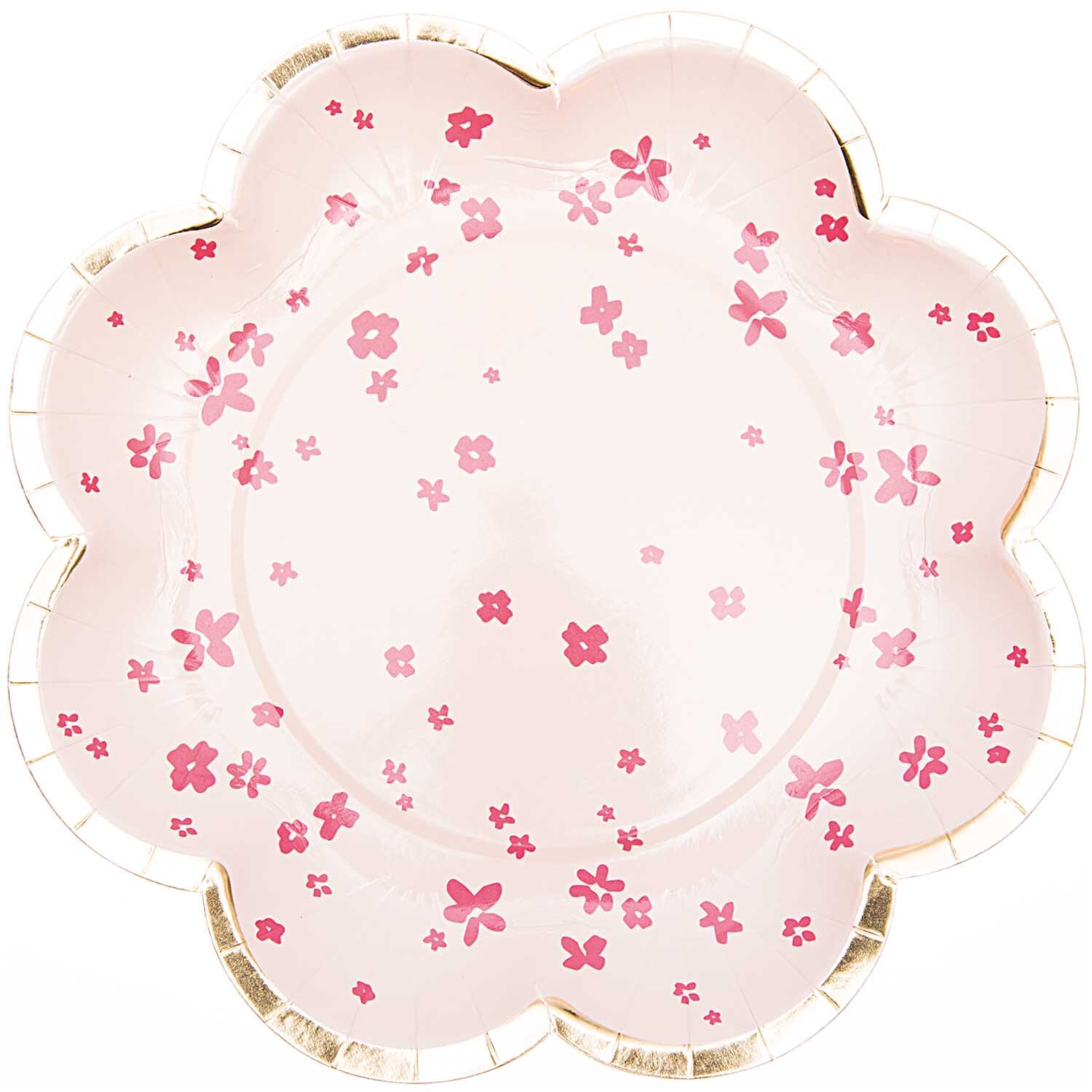 Rico Design Pappteller Blume Blüten rosa 21cm 12 Stück