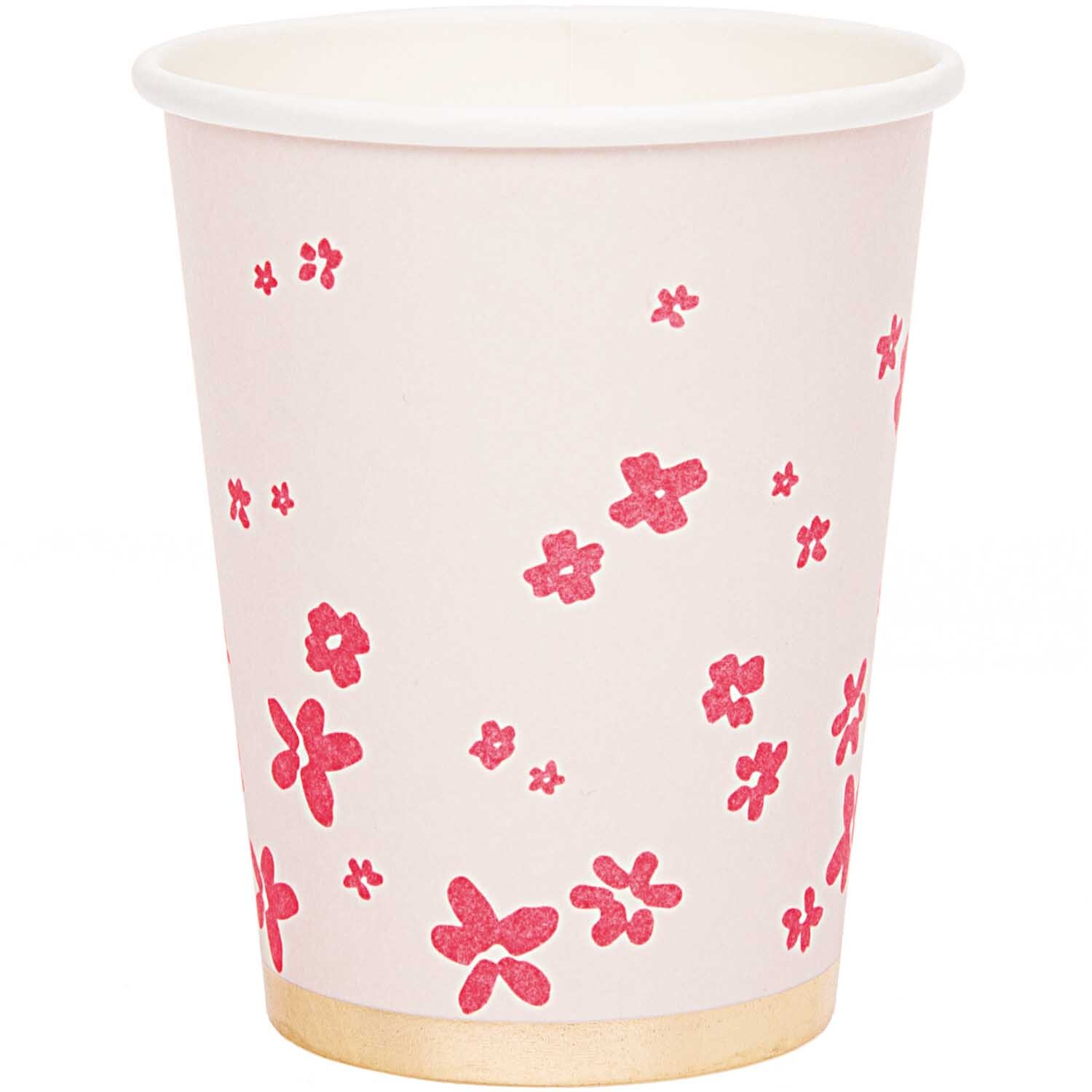 Rico Design Pappbecher Blüten rosa 200ml 12 Stück