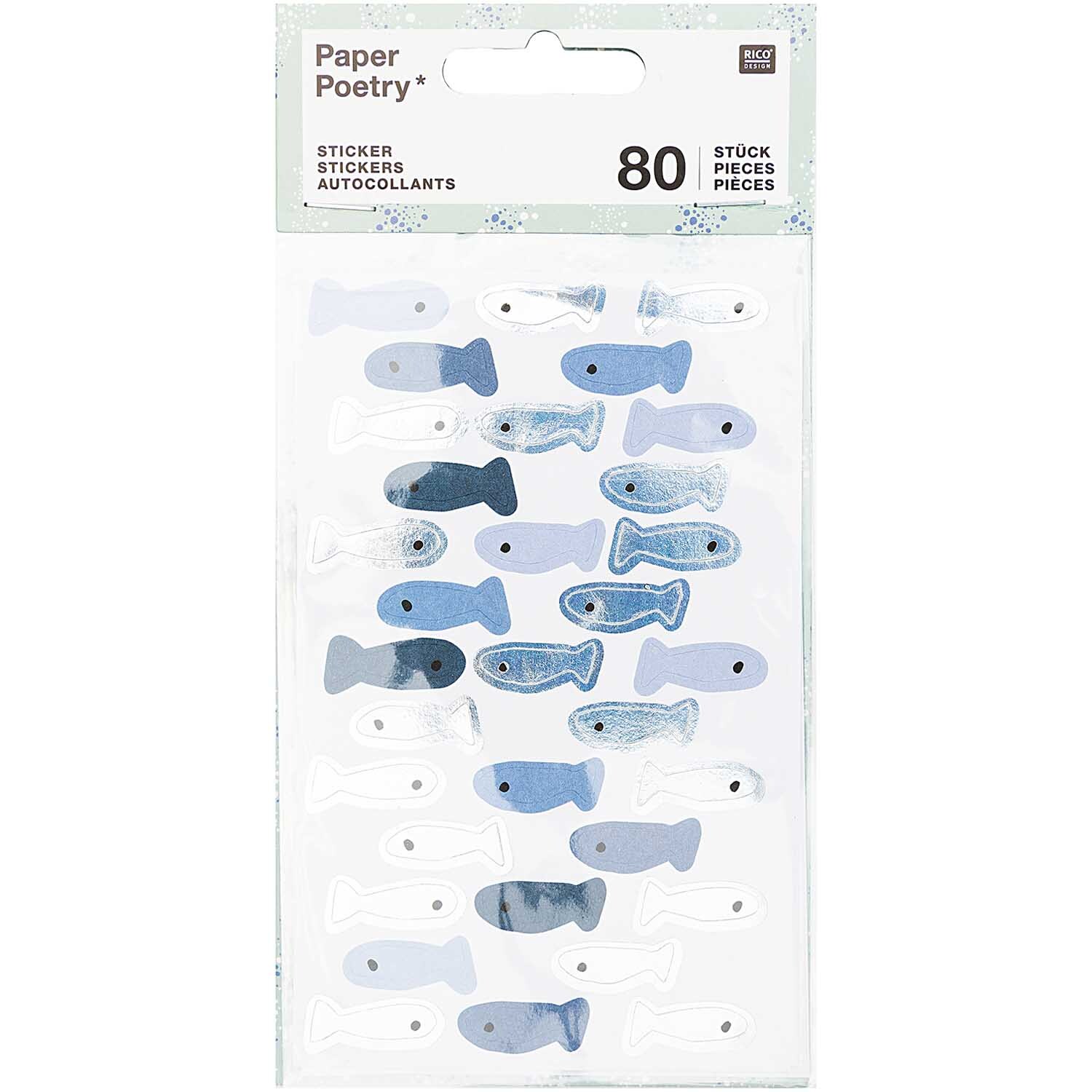 Rico Design Paper Poetry Sticker Fische 80 Stück