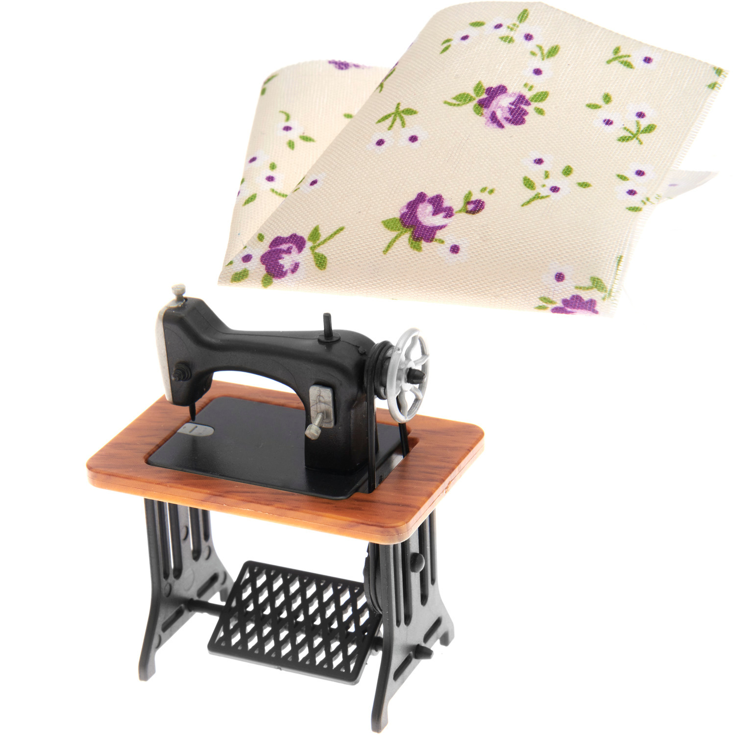 Rico Design Miniatur Nähmaschine mit Stoff