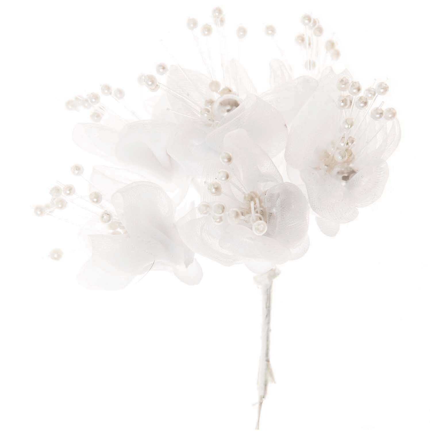 idee. Creativmarkt Blüten Organza weiß 6 Stück