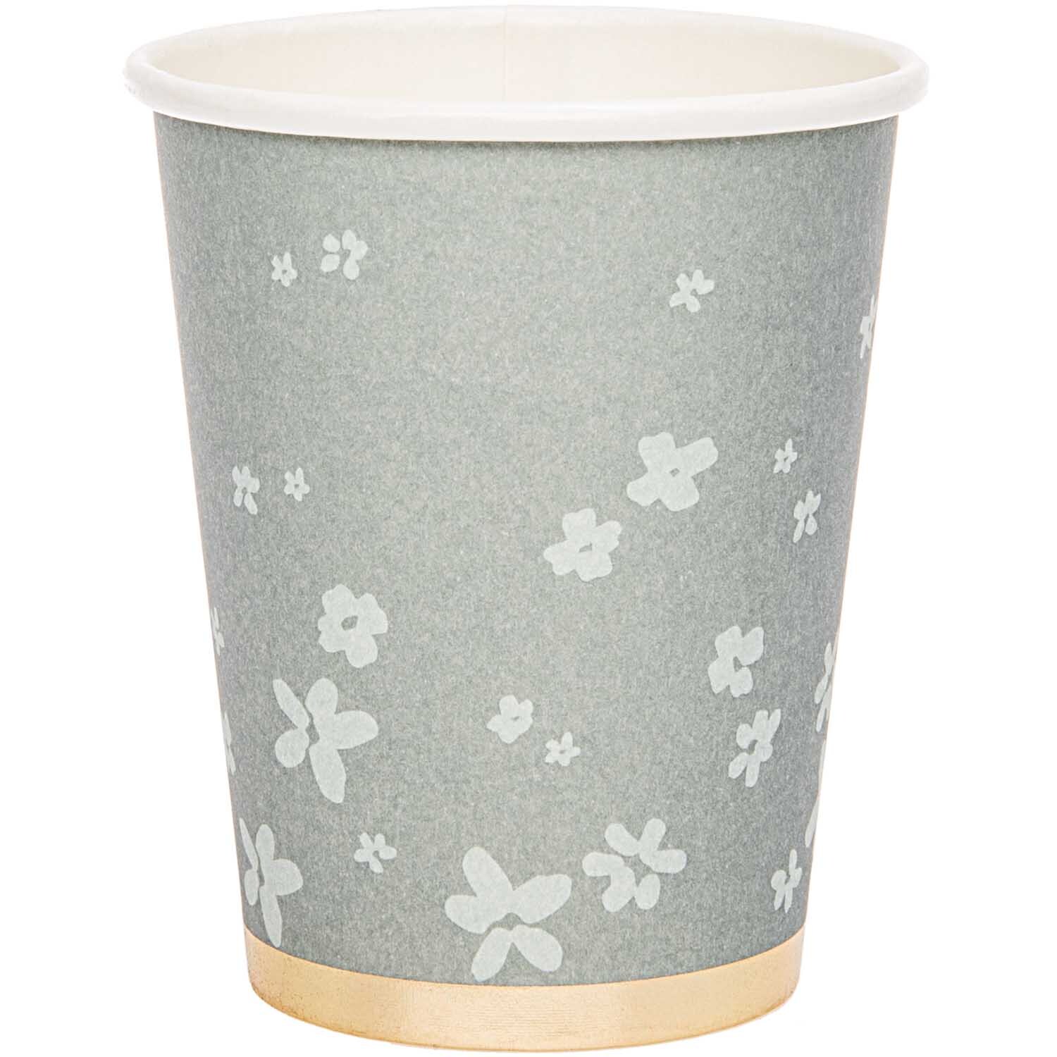 Rico Design Pappbecher Blüten grau 200ml 12 Stück