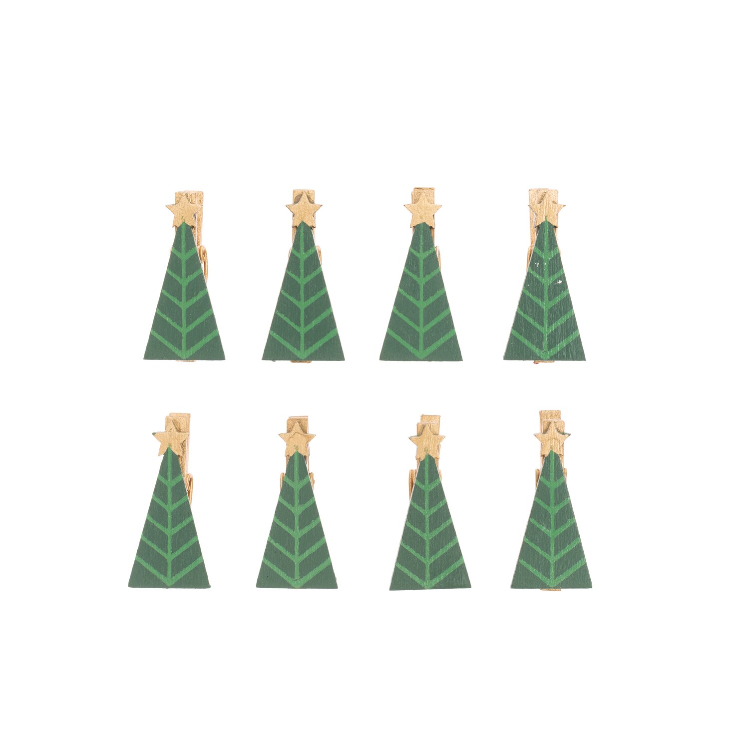 Rico Design Dekoklammern Tannenbaum grün-gold 3cm 8 Stück