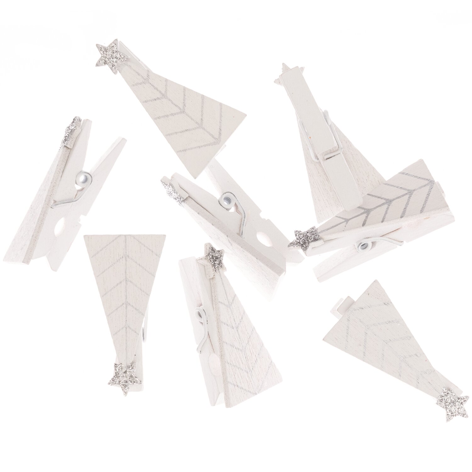 Rico Design Dekoklammern Tannenbaum weiß 1,7x3,3cm 8 Stück