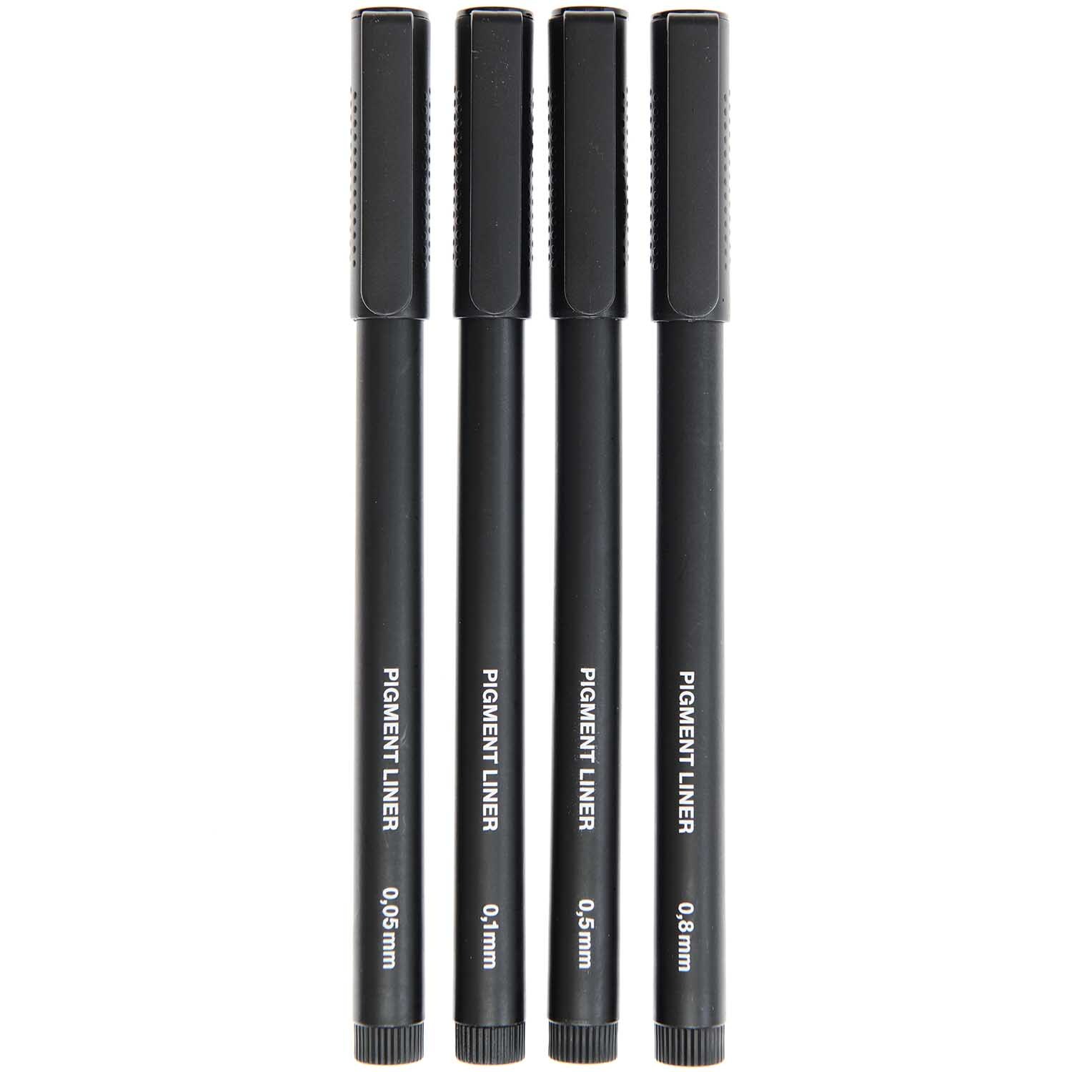 Rico Design Paper Poetry Pigment Liner schwarz 4 Stifte Schwarz