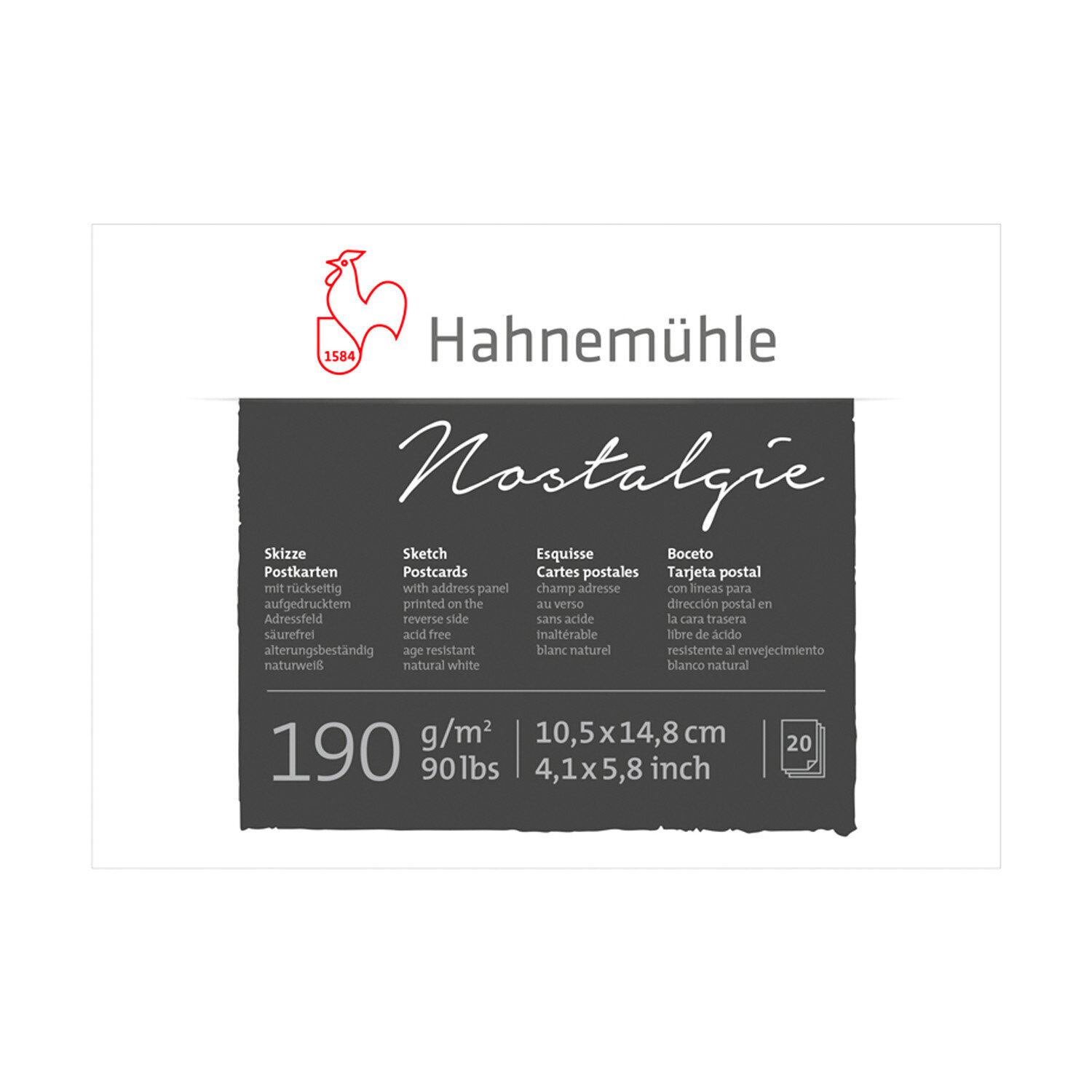 Hahnemühle Skizzen-Postkartenblock A6 190g/m² 20 Blatt