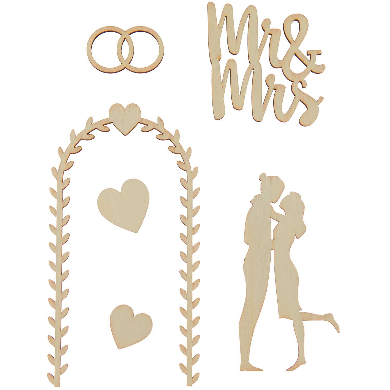 Holzdeko Set Hochzeit für L-Dekohaube