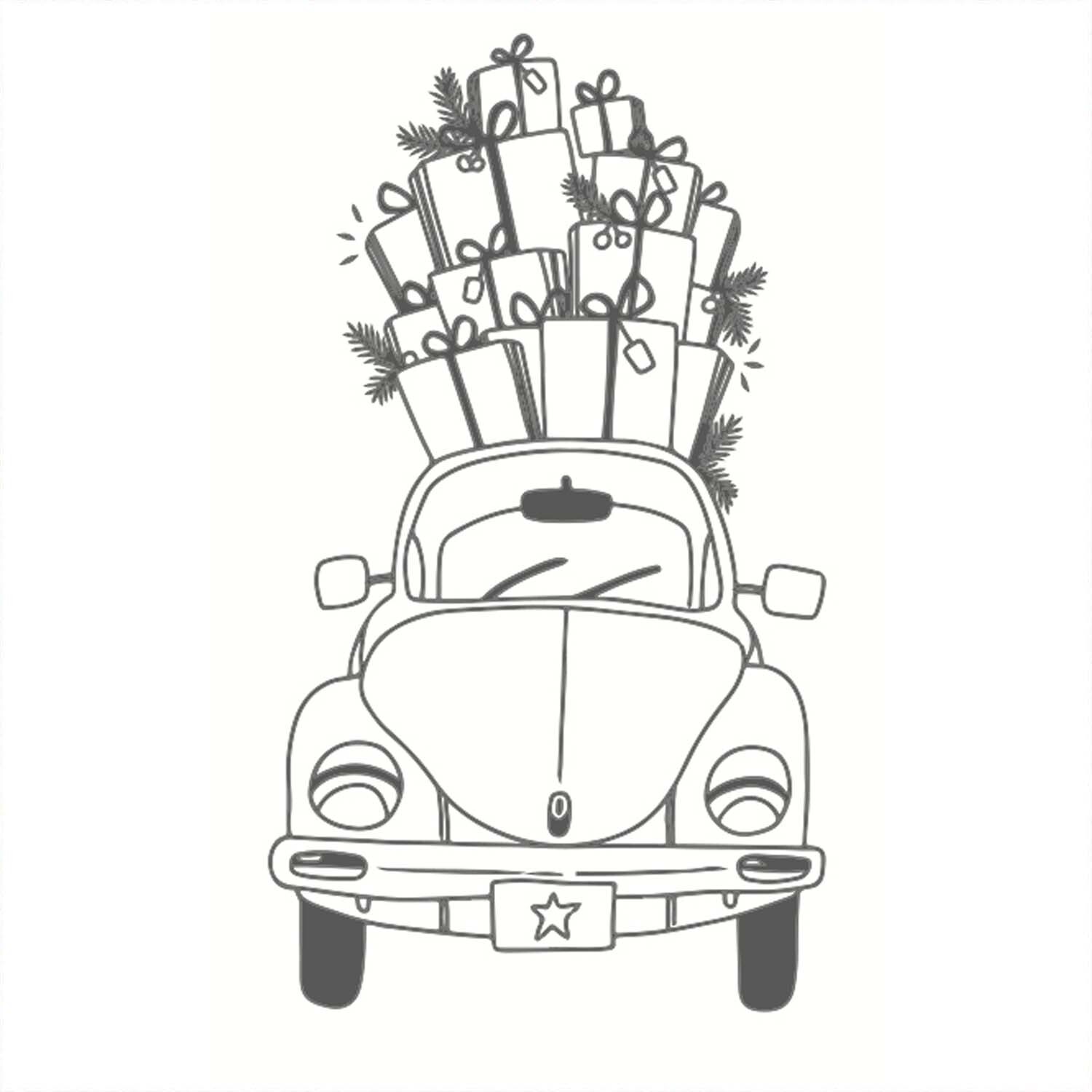 May&Berry Stempel Auto mit Geschenken weiß 35x55mm