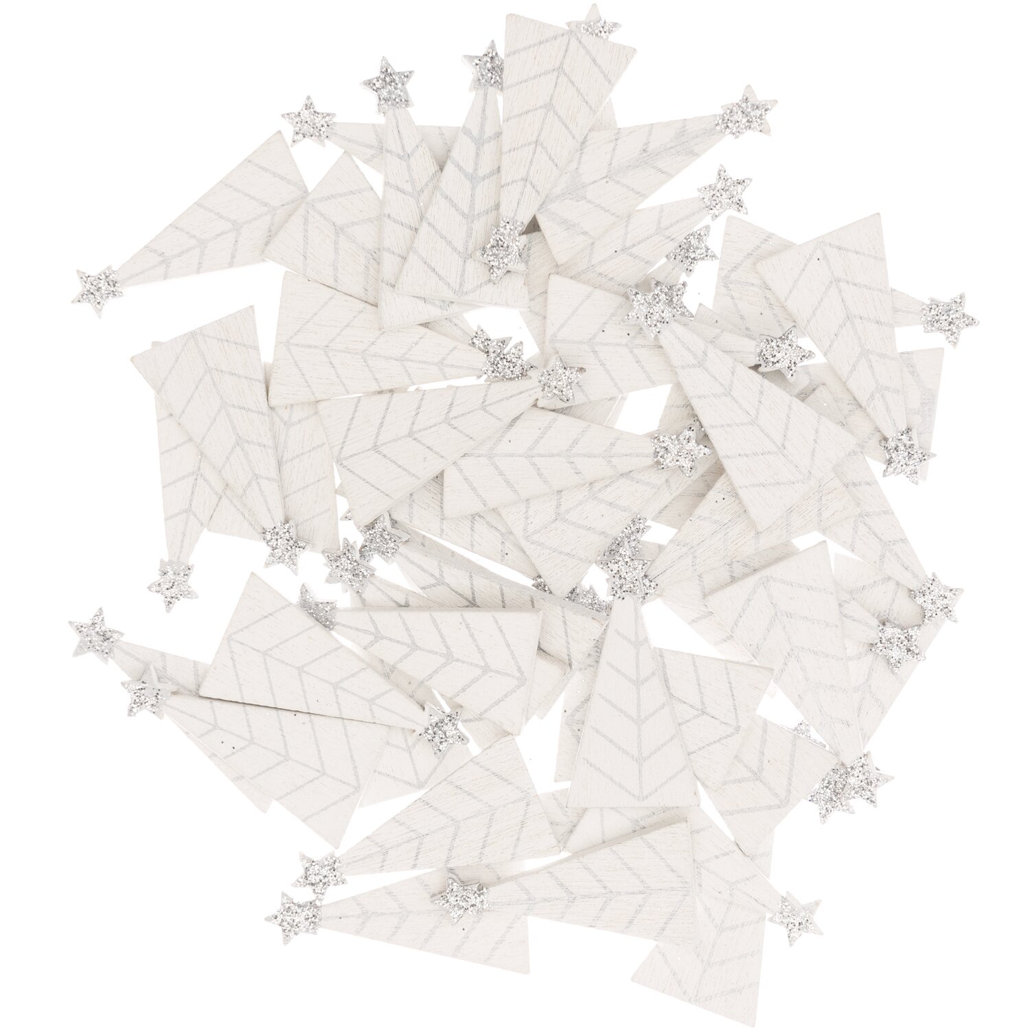Rico Design Holzstreu Tannenbaum weiß 15x30mm 48 Stück
