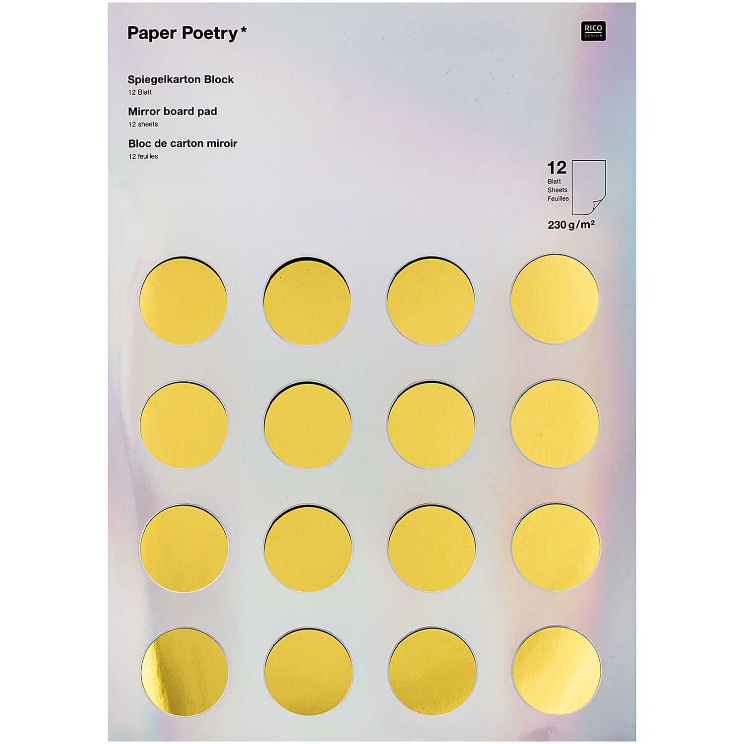 Rico Design Paper Poetry Spiegelkartonblock gold-silber 21x29,5cm 230g/m² 12 Blatt