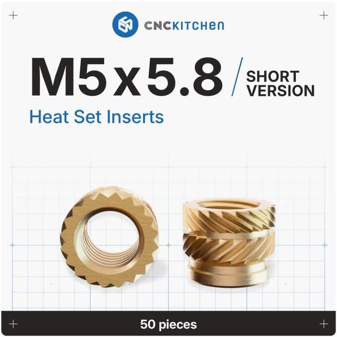 CNC Kitchen Gewindeeinsatz M5 x 5.8 (kurze Version) - 50 Stück