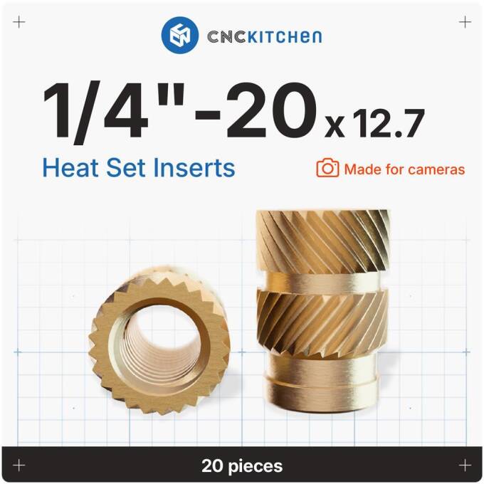 CNC Kitchen Gewindeeinsatz 1/4'-20 x 12.7 mm (für Kameragewinde) - 20 Stück'