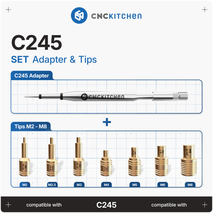CNC Kitchen Einschmelzhilfen SET + Adapter für C245