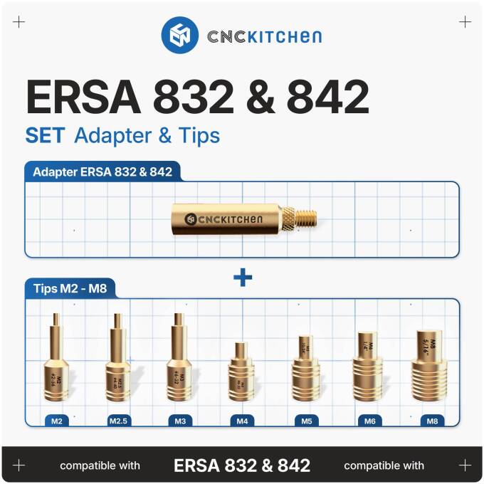 CNC Kitchen Einschmelzhilfen SET + Adapter für ERSA Spitzen der Serien 832 & 842