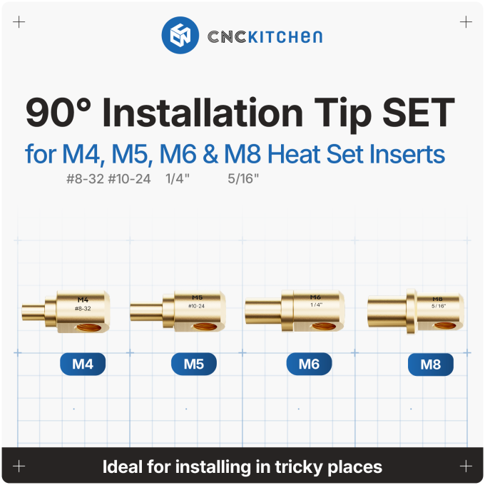 CNC Kitchen 90° Einschmelzhilfen M4-M8 für schwer zugängliche Bereiche