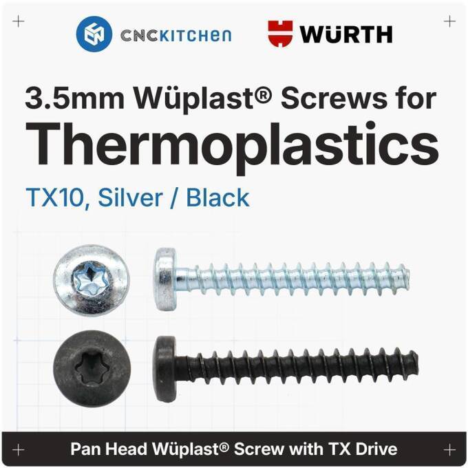 CNC Kitchen 3.5 x 25 mm Schraube für Thermoplaste, TX10, schwarz