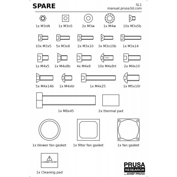 Original Prusa Fasteners - Spare Bag SL1