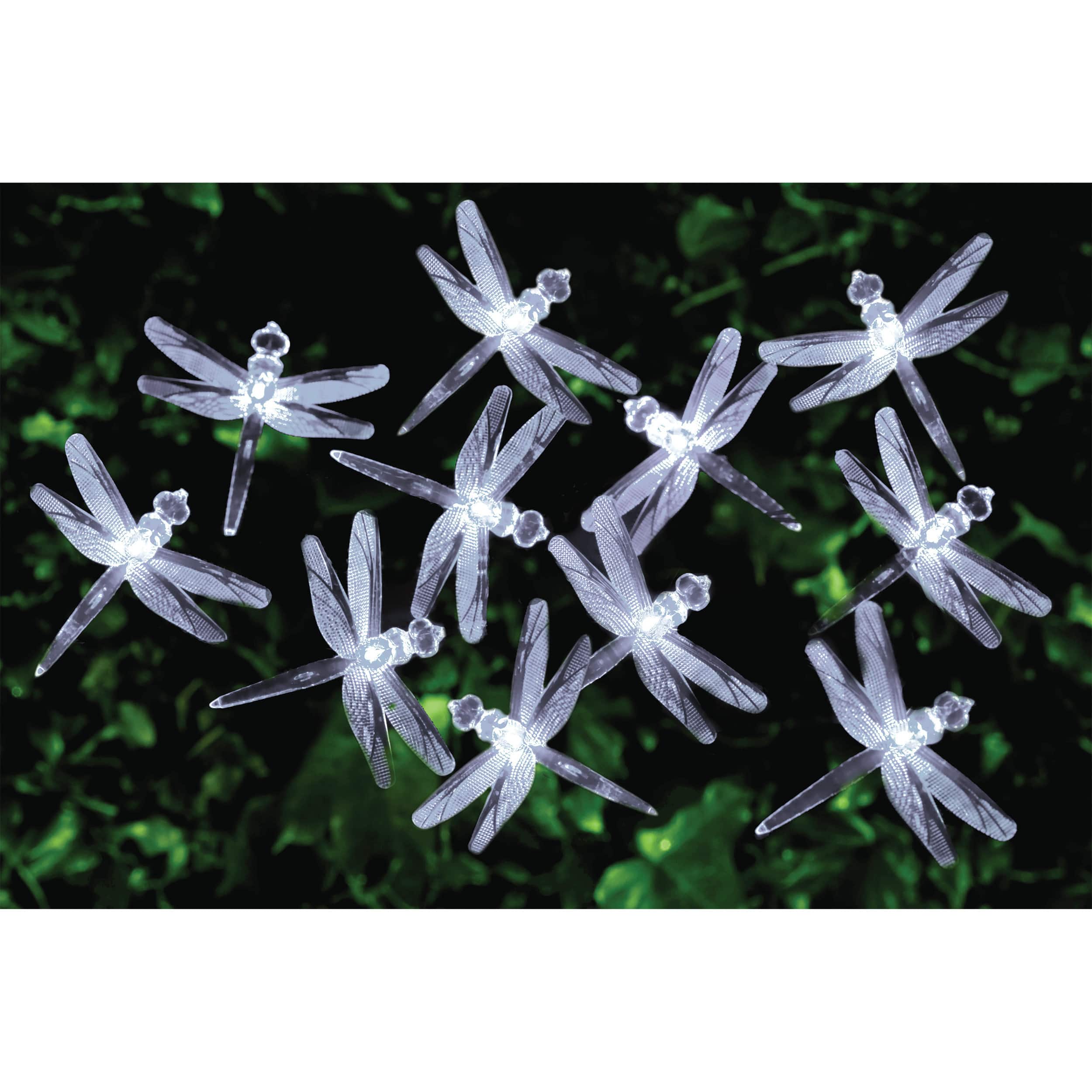 Lichterkette Solar 24 LED Schmetterl/Libelle/Blume