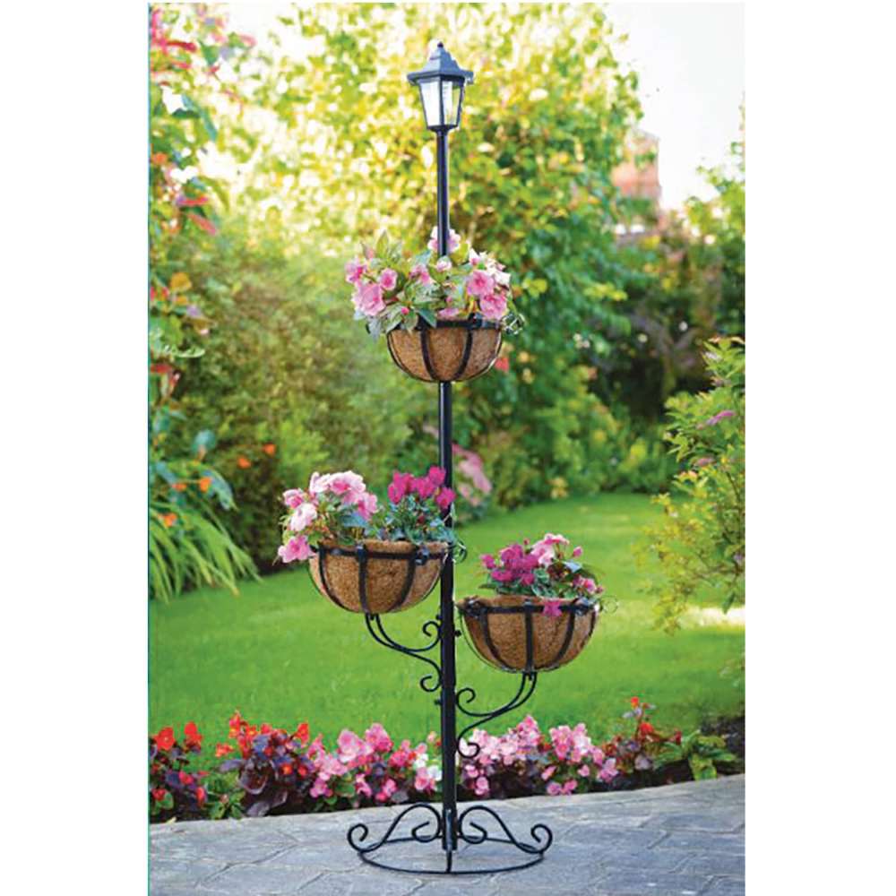 Solar Gartenlaterne mit 3 Pflanzkörben H150 cm