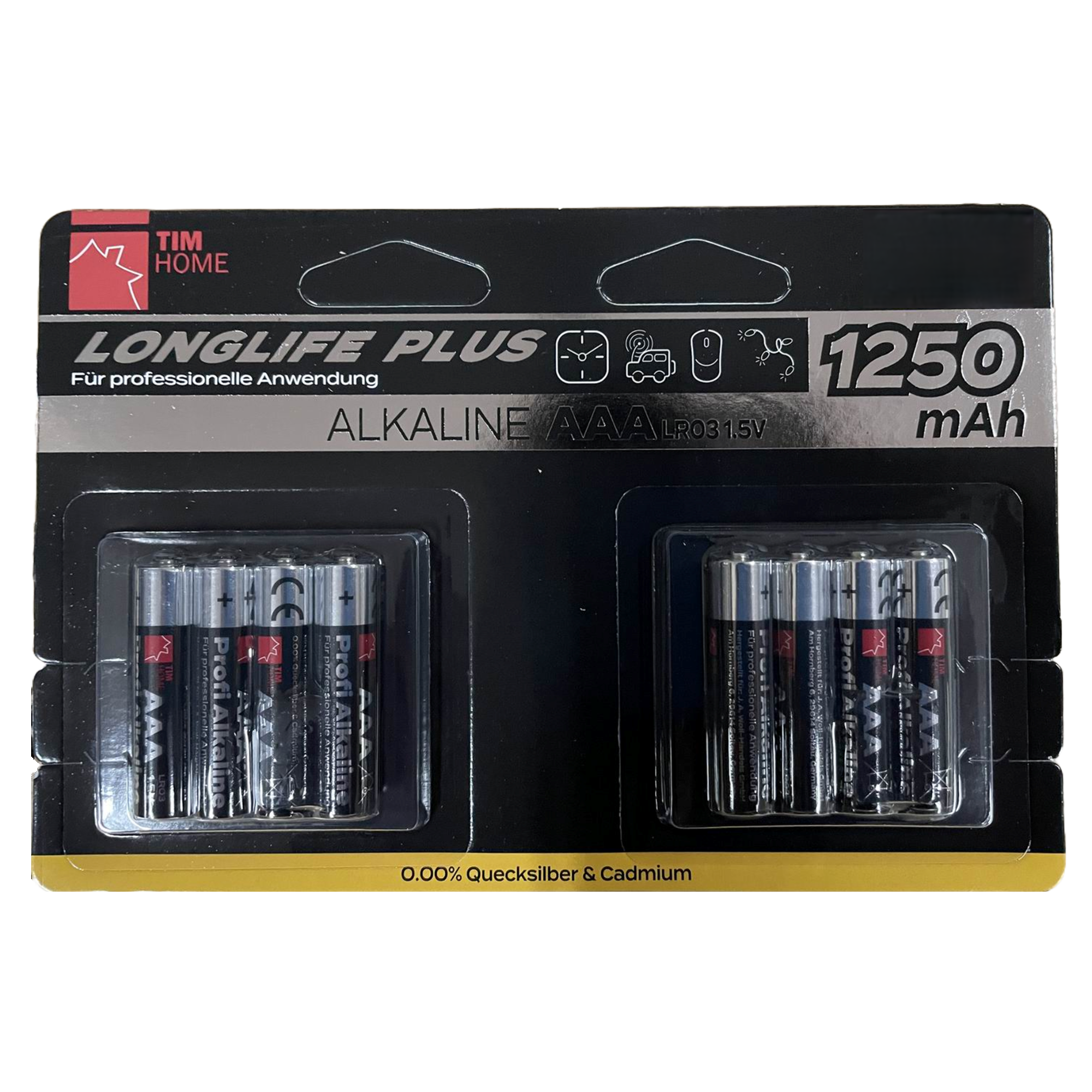 Tim Home Alkaline Batterien AAA 8St. 1250 mAh