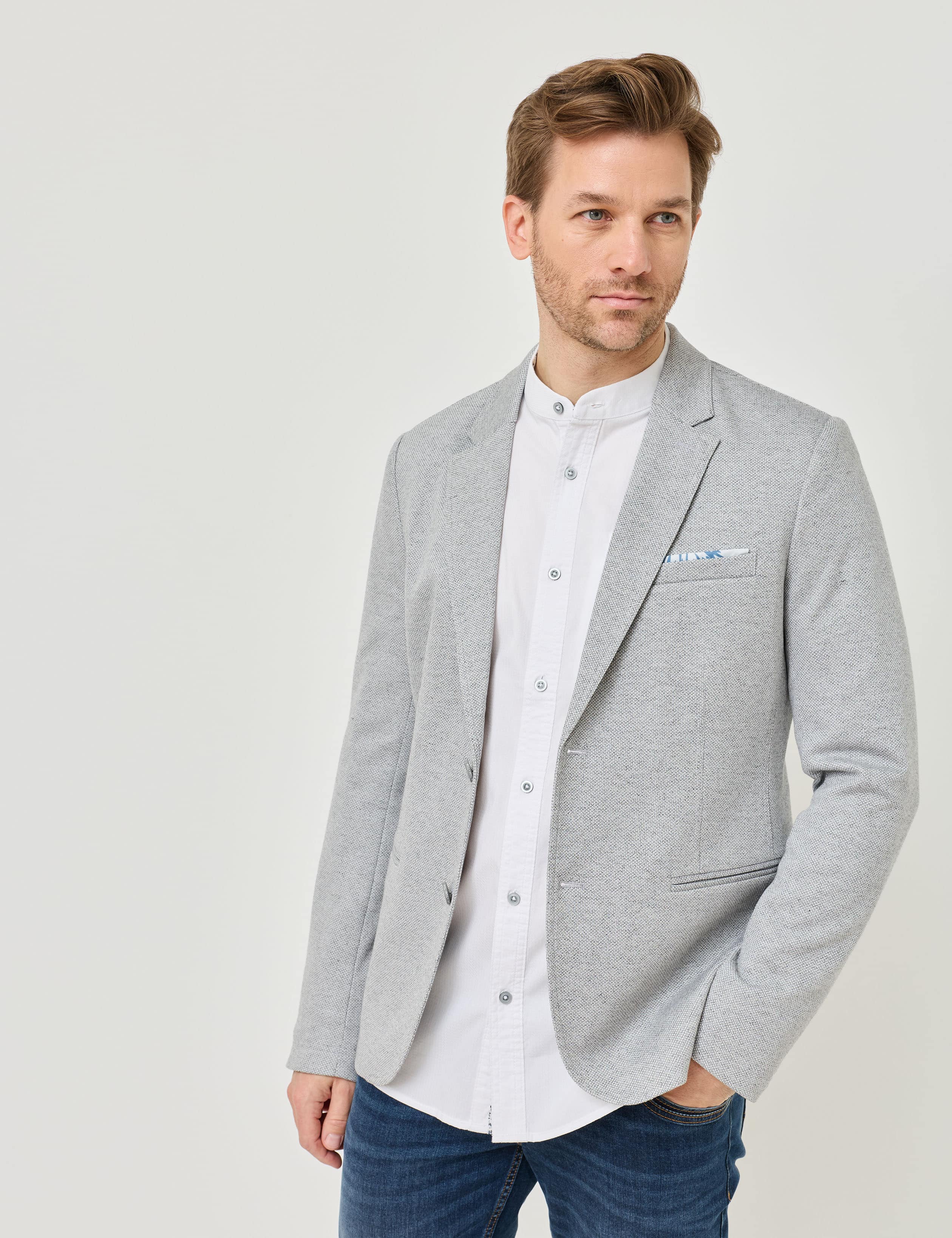 Jersey-Sakko mit Kontrastfutter