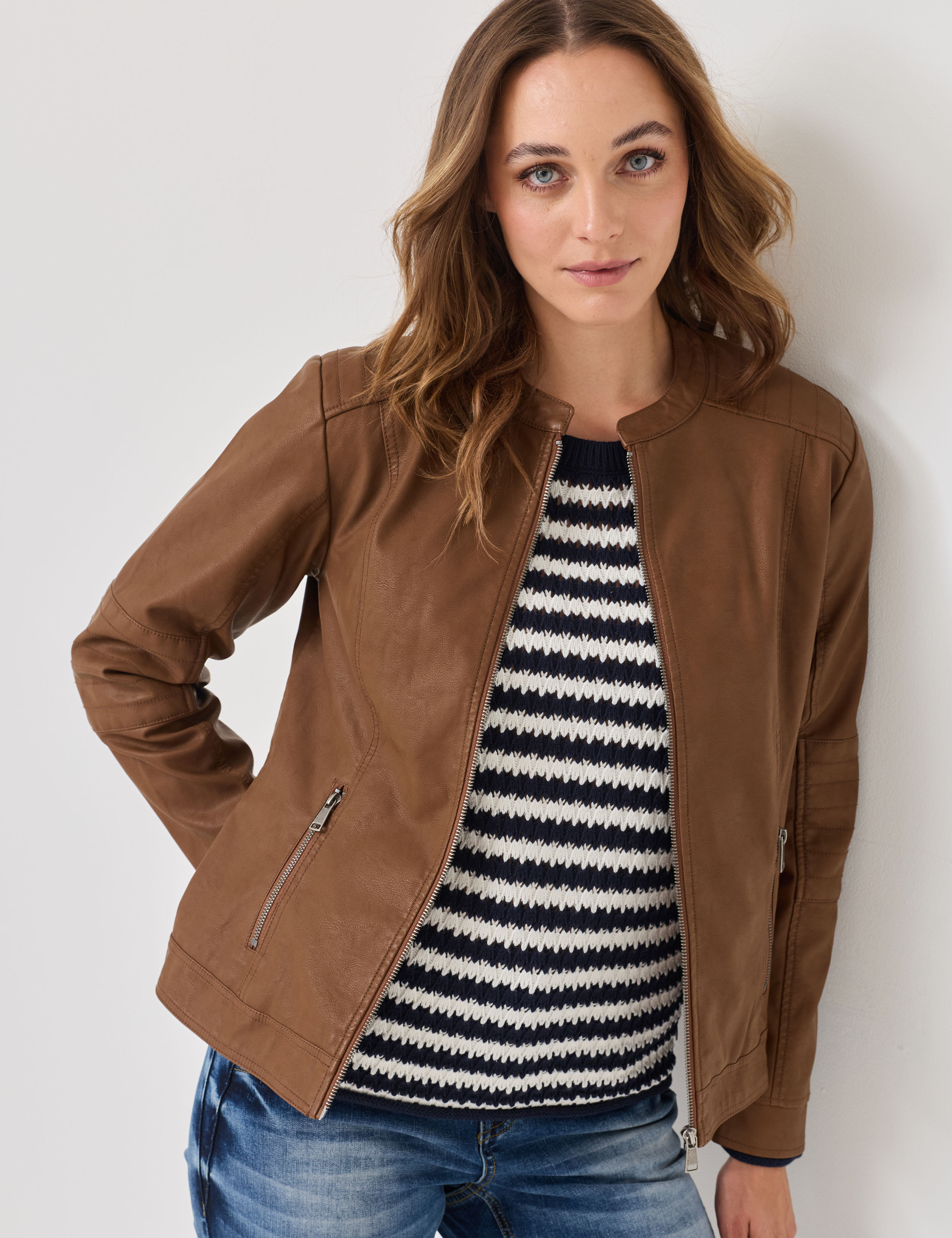Jacke im Biker-Style, Lederlook