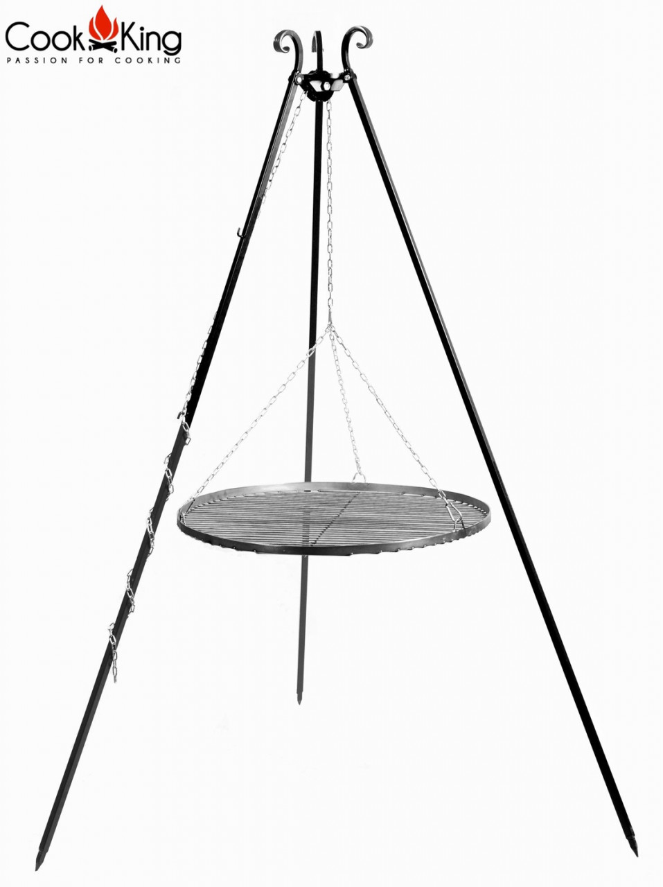 Schwenkgrill H 180 cm mit Grillrost Ø 80 cm aus Rohstahl Dreibein Grill Tripod Grillständer