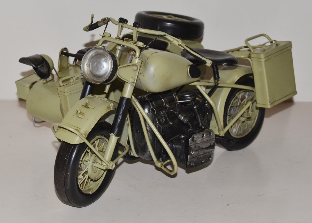 Blechmotorrad Nostalgie Modellauto Oldtimer Marke BMW Militär Motorrad 1944 aus Blech L 39 cm