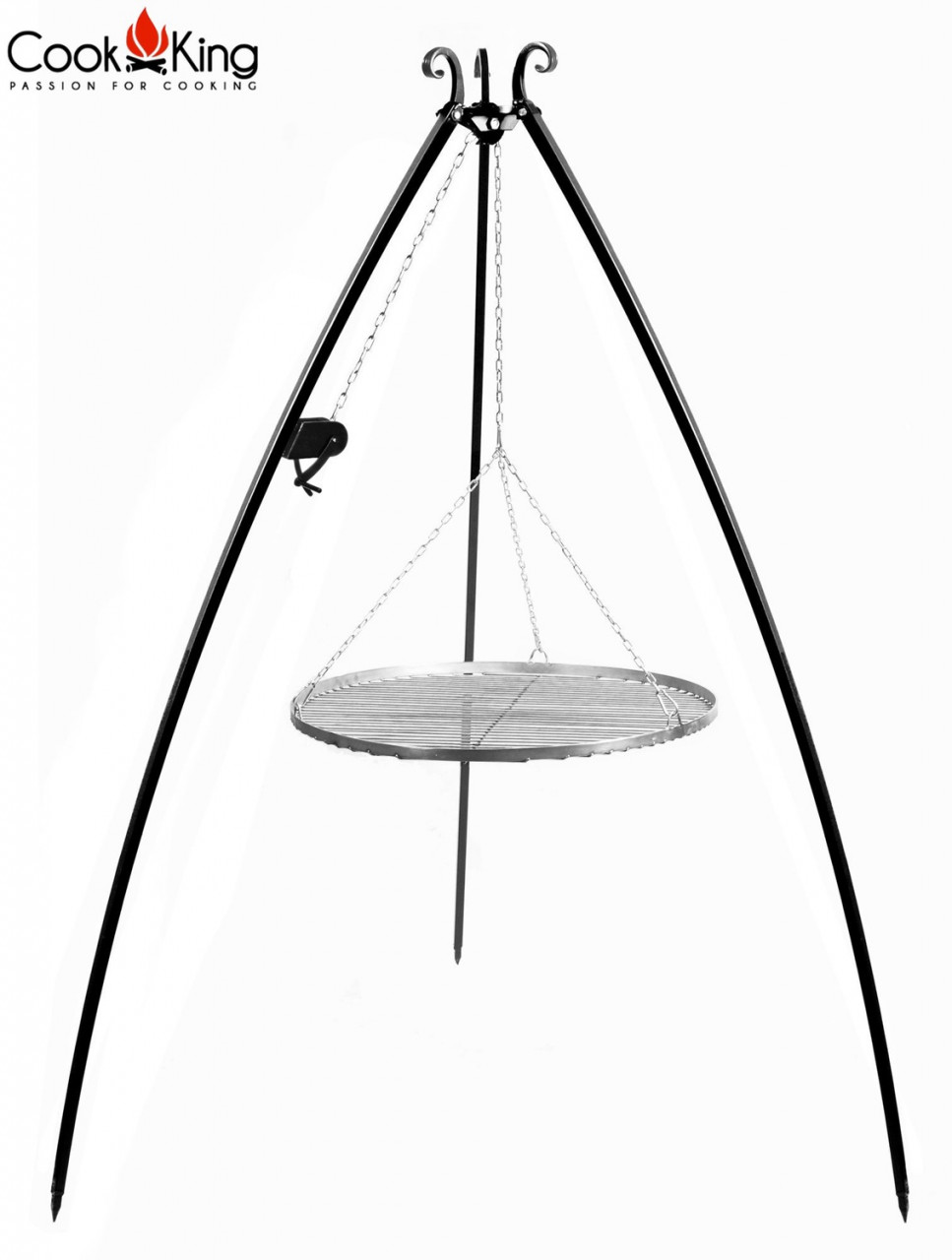 Schwenkgrill mit Kurbel H 200 cm mit Grillrost Ø 50 cm aus Edelstahl Dreibein Grill Grillständer