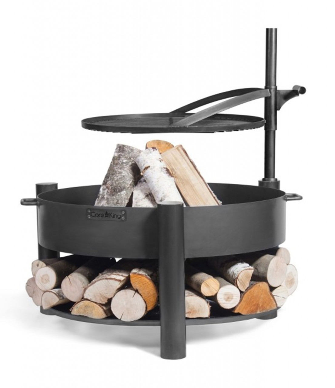Feuerschale 'Montana X' Ø 80 cm mit drehbahrem Rost Ø 60 cm aus Stahl als Wärmequelle oder Grill