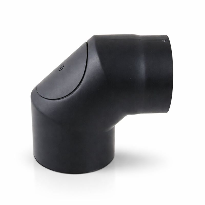 Bogen 90° geschliffen mit Tür DN 150mm schwarz #310