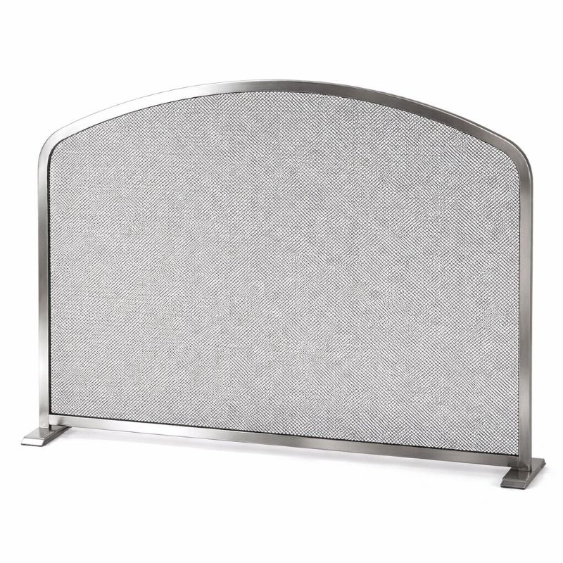 Kamin Funkenschutzgitter aus Edelstahl, matt gebürstet, Gitter in Anthrazit