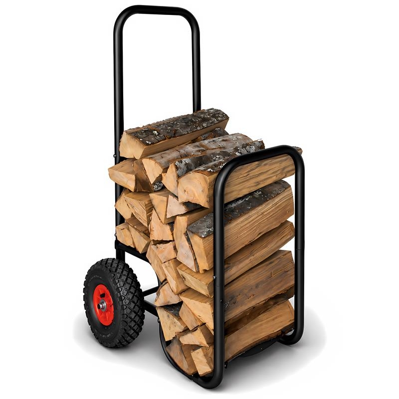 Holzwagen schwarz mit Gummireifen