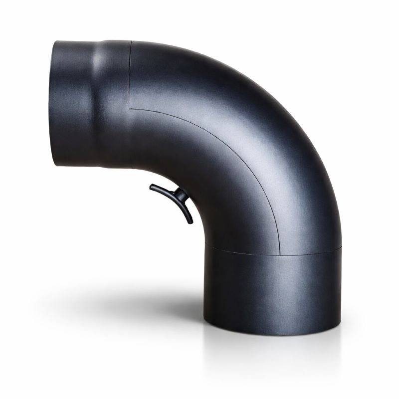 Bogen 90°mit Tür glatt DN 150mm schwarz #310