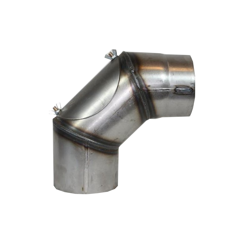 Ofenrohr Rauchrohr Bogen verstellbar 0-90° mit Tür 120mm 2mm unlackiert