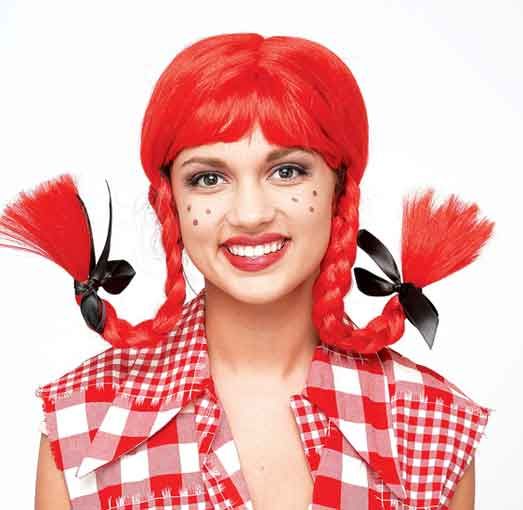 Freches Mädchen Kinderperücke mit Zöpfen