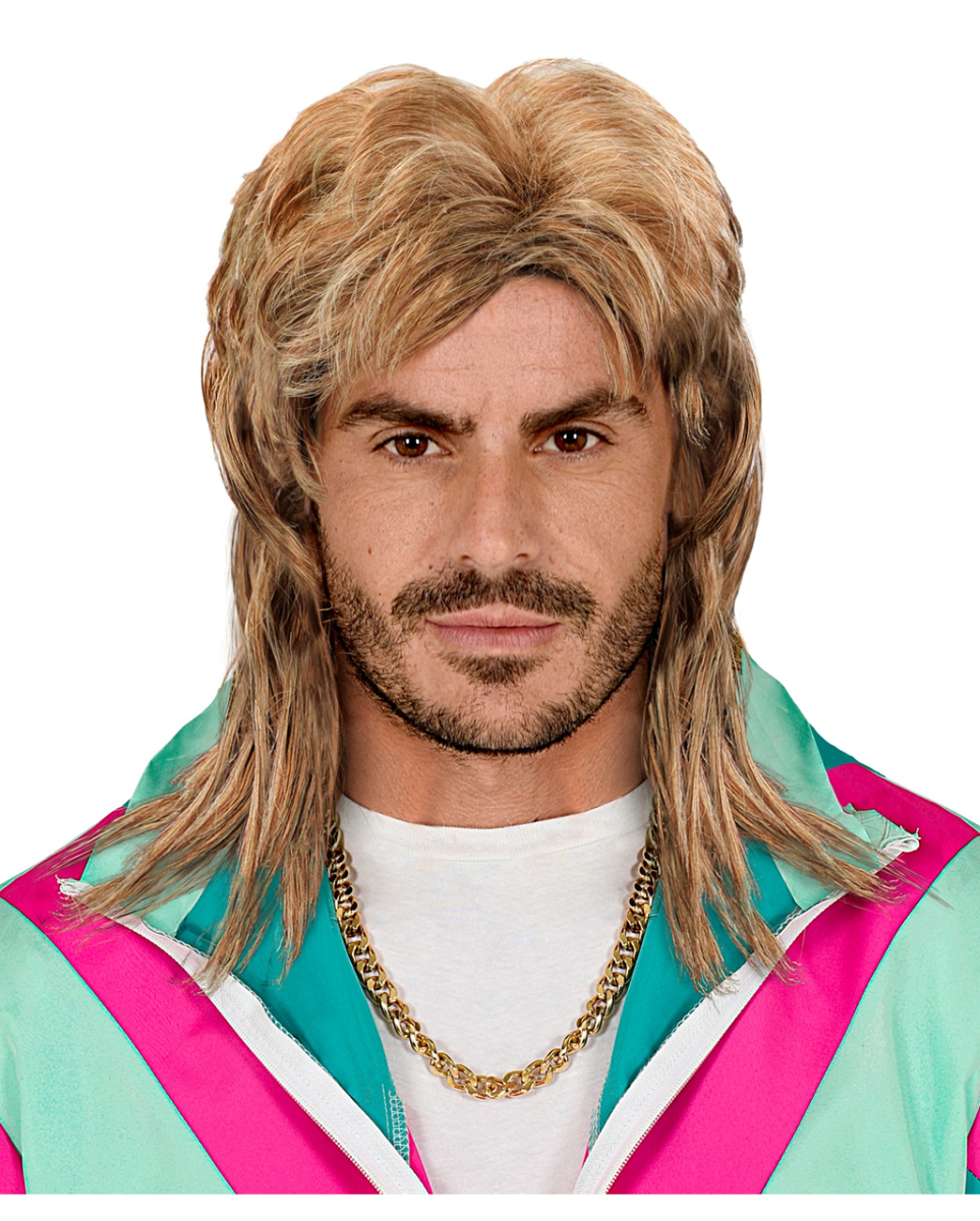 Blond-Gesträhnte 80er Jahre Vokuhila Perücke
