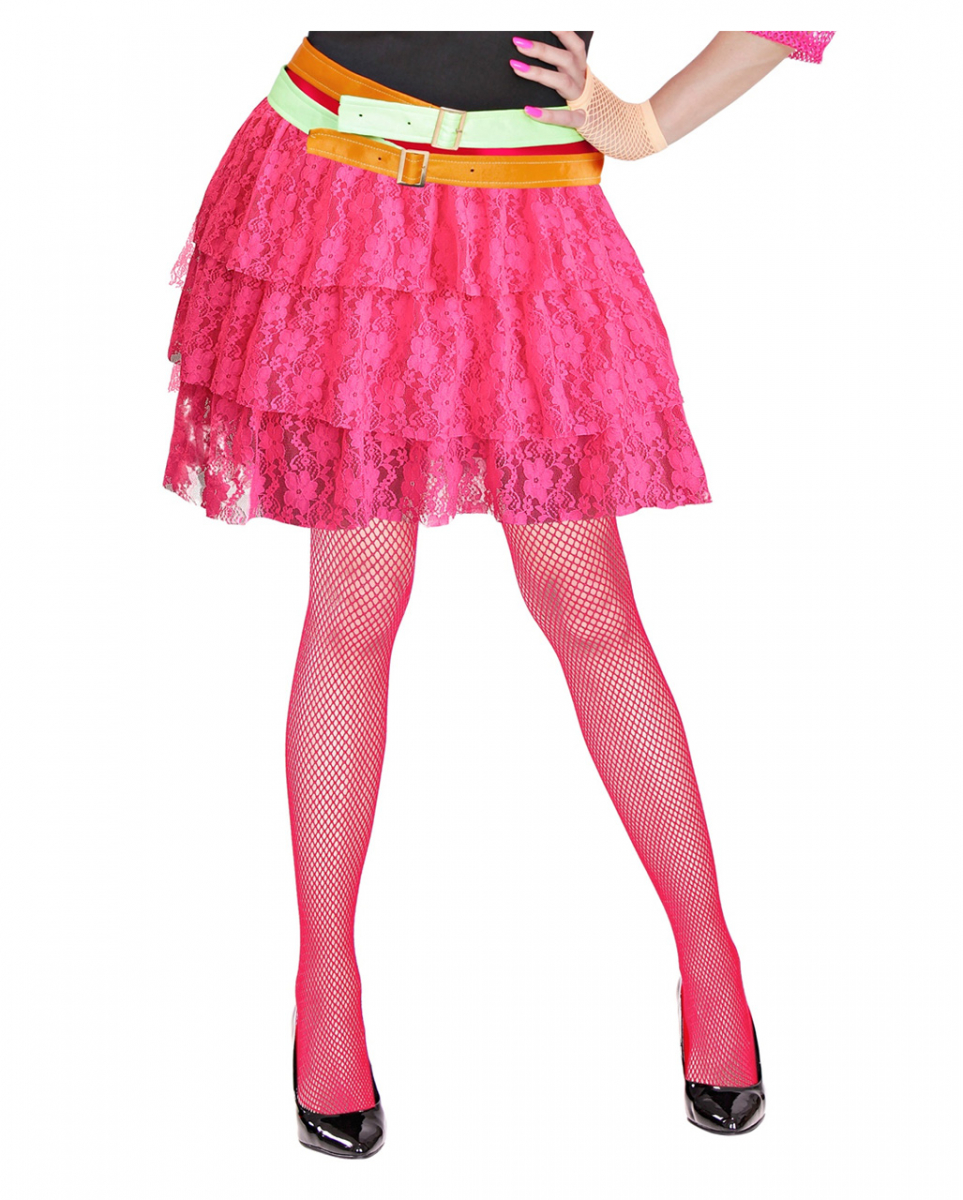 80´s Mini Rock aus Spitze - Neon Pink