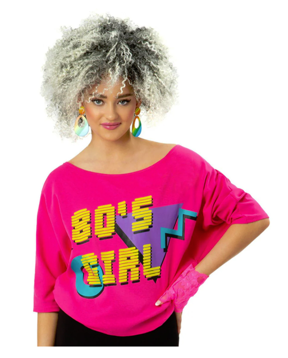80's Girl T-Shirt für Damen mit Fledermausärmel