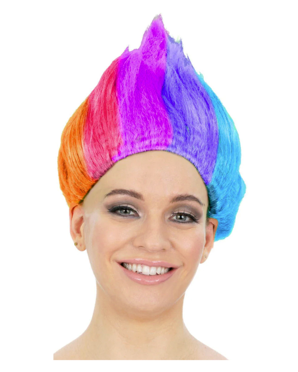 90er Jahre Regenbogen Troll Perücke
