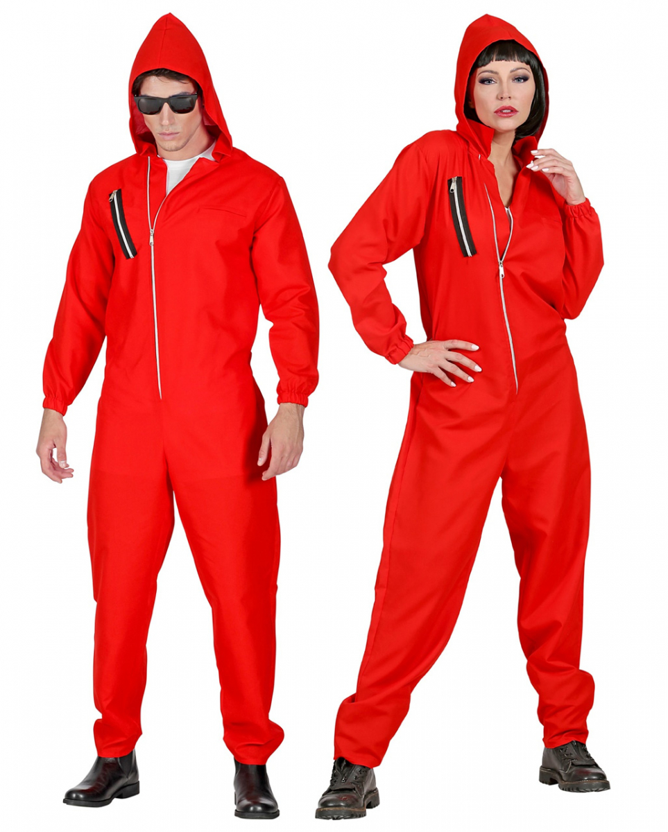 Bankräuber Kostüm Overall Rot Unisex