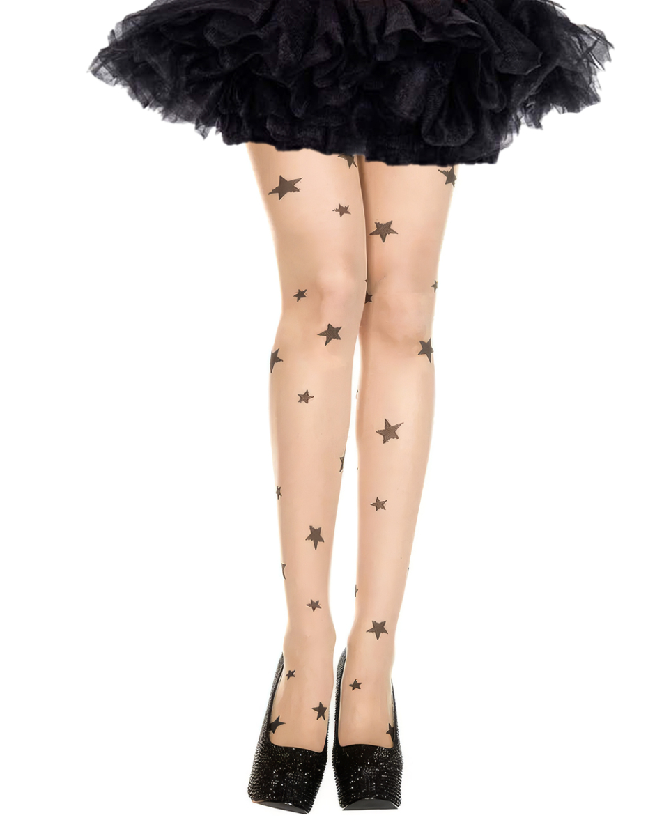 Tattoo Strumpfhose mit Sternen für Fasching & kreative Looks