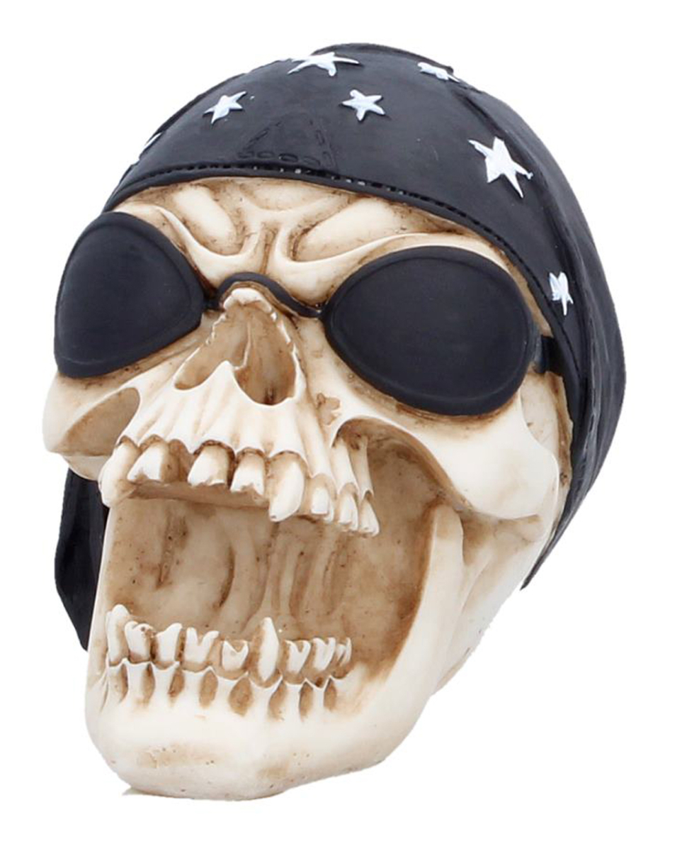 Biker Totenschädel mit schwarzem Kopftuch 8cm