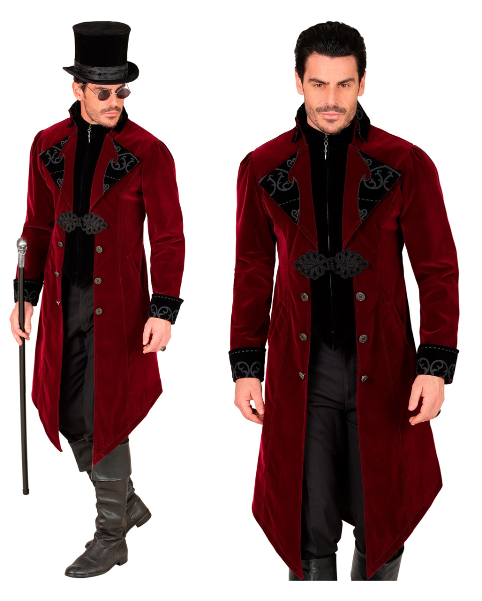 Bordeauxroter Gothic Mantel als Kostüm