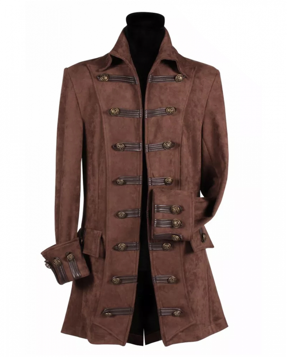 Braune Steampunk Jacke im Wildleder Look