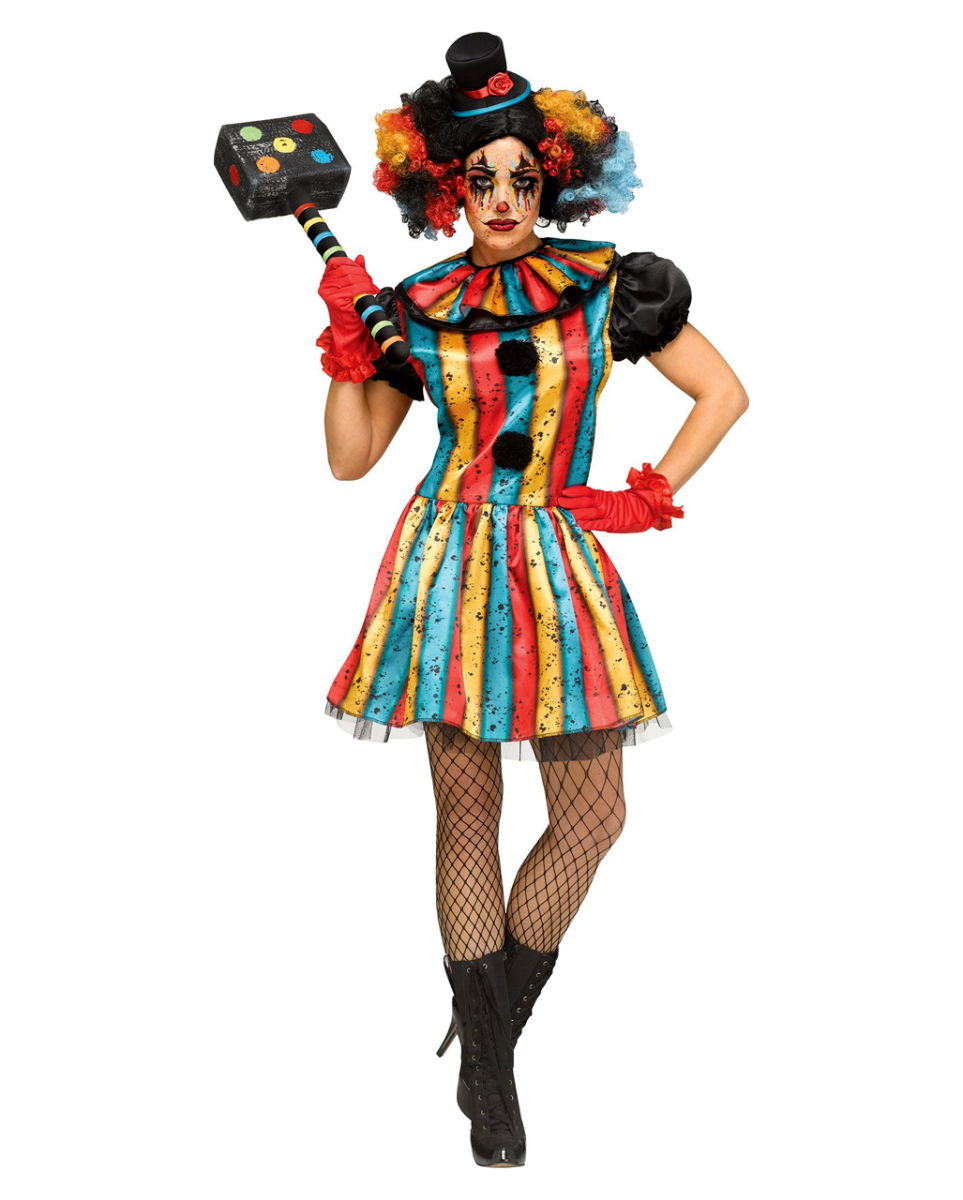 Colorful Carny Clown Damenkostüm