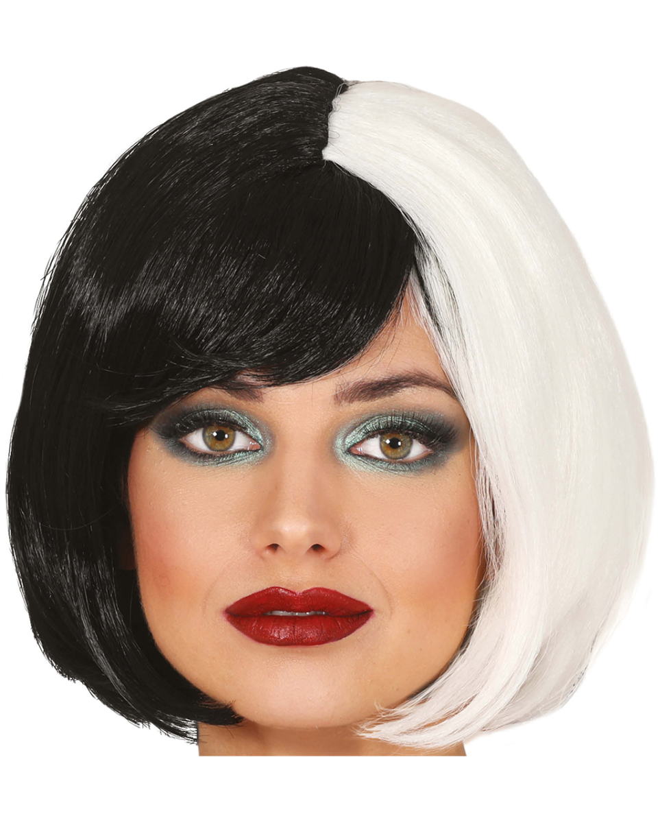 Böse Dame Bob Perücke Schwarz/Weiß